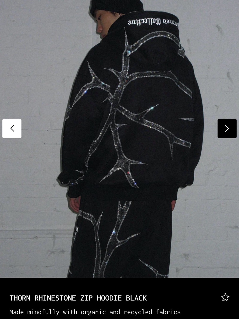 Named Collective Thorn Rhinestone Zip Hoodie and Sweatpants - Black - Picture 3 of 9
